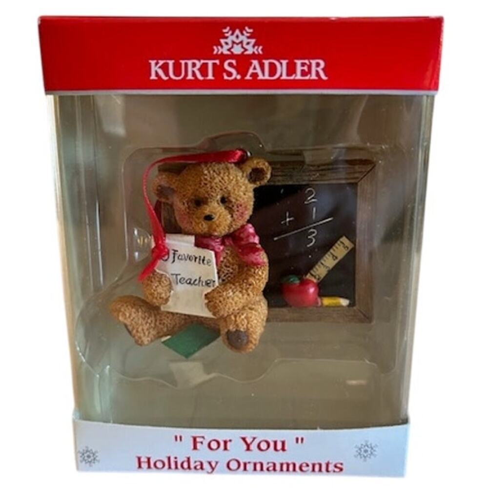 Kurt S. Adler “Favorite Teacher” Teddy Bear Christmas Ornament – New in Box
